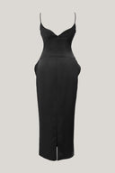 Back of Black Velvet Peg-top Midi Dress for women, from MUST HAVE, The Viet Concept  