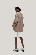 Back of Brown Chamomile Straight Collared Neck Poplin High-low Shirt for women, from LECIA, The Viet Concept