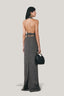 Back of Grey Fallon Halter Back Slit Tweed Floor Length Set for women, from LECIA, The Viet Concept 
