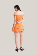 Back of Pumpkin Off-shoulder Draped Mini Dress for women, from MUST HAVE, The Viet Concept 