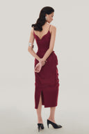 Back of Red Velvet Peg-top Midi Dress for women, from MUST HAVE, The Viet Concept