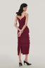 Back of Red Velvet Peg-top Midi Dress for women, from MUST HAVE, The Viet Concept