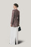 Back of White Pristine Straight High Waist Polyester Floor Length Skirt for women, from LECIA, The Viet Concept 