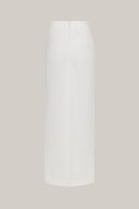 Back of White Pristine Straight High Waist Polyester Floor Length Skirt for women, from LECIA, The Viet Concept1