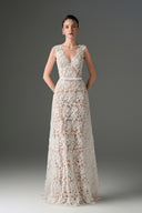 IHF STUDIO • Botanical Cascade Floral Lace A-Line Evening Gown