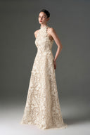 IHF STUDIO • Scarlet Floral Lace Halter A-Line Evening Gown