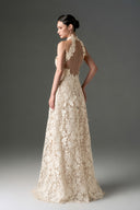 IHF STUDIO • Scarlet Floral Lace Halter A-Line Evening Gown
