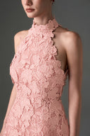 IHF STUDIO • Scarlet Floral Lace Halter A-Line Evening Gown