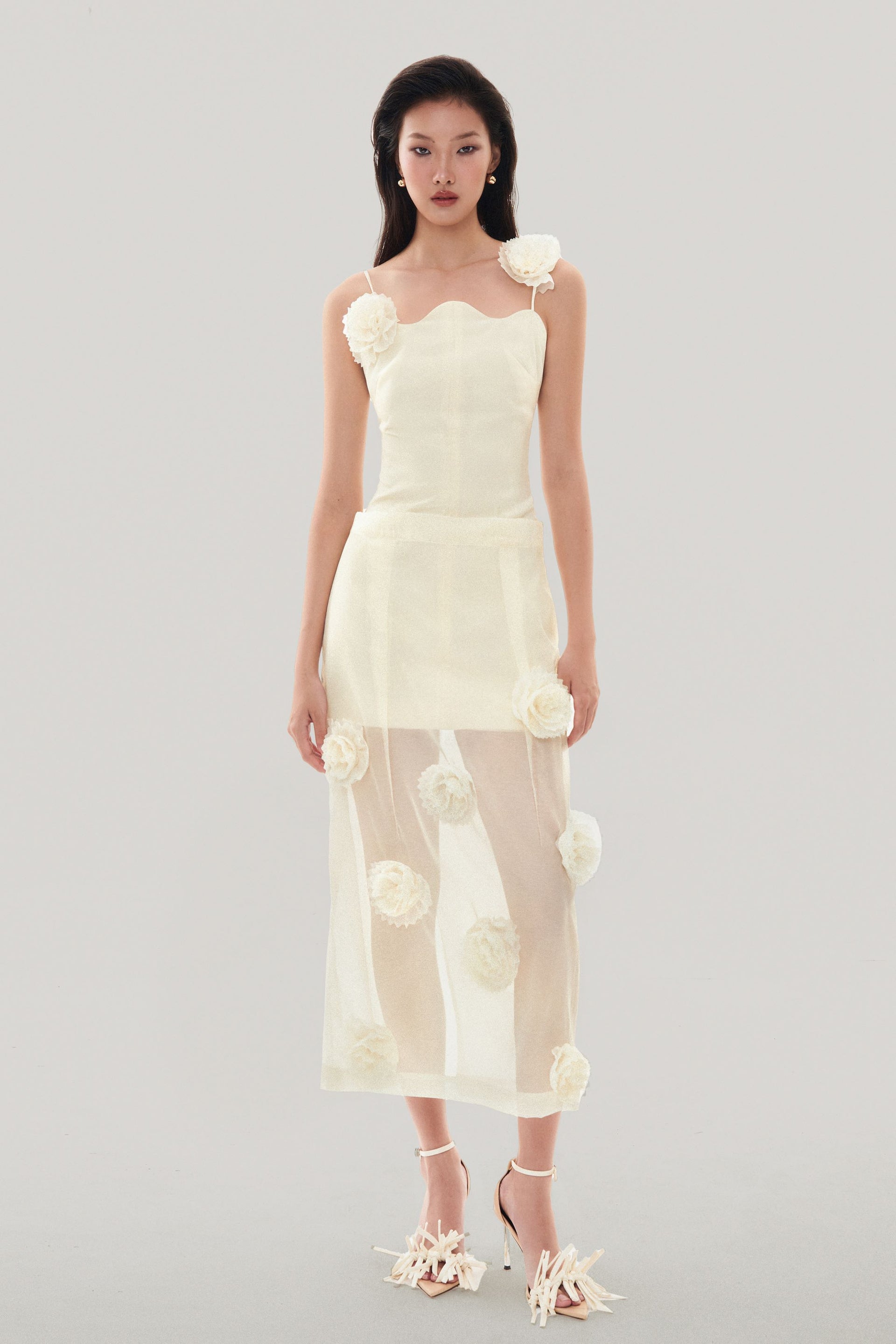 midi cream dress womens MUST HAVE • Cream Midi Dress