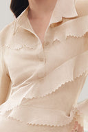 Close on Beige Long Sleeve Satin Dress for women, from MUST HAVE, The Viet Concept