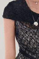 Close on Black Draped Lace Top for women, from MUST HAVE, The Viet Concept2