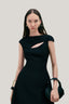Close on Black Hollyhock A-line Cut-Out Crepe Midi Dress for women, from LECIA, The Viet Concept