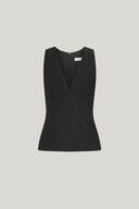 Close on Black Lacey Bodycon V-Neck Satin Crepe Top for women, from LECIA, The Viet Concept1