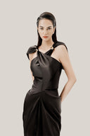 Close on Black Satin Halter Dress for women, from MUST HAVE, The Viet Concept 