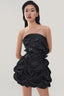 Close on Black Strapless Satin Top, Black Bubble Mini Skirt for women, from MUST HAVE The Viet Concept