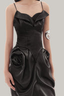 Close on Black Velvet Peg-top Midi Dress for women, from MUST HAVE, The Viet Concept 