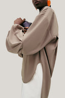 Close on Brown Chamomile Straight Collared Neck Poplin High-low Shirt for women, from LECIA, The Viet Concept 2
