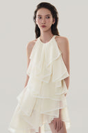 Close on Cream Trapeze Mini Dress for women, from MUST HAVE, The Viet Concept
