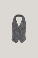 Close on Grey Fallon Halter Back Slit Tweed Floor Length Set for women, from LECIA, The Viet Concept1