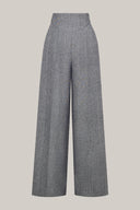 Close on Grey Platine Straight High Waist Tweed Floor Length Pants for women, from LECIA, The Viet Concept 1