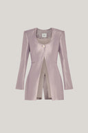 Close on Metalic Pristine Sheath Scoop Neck Georgette Blazer for women, from LECIA, The Viet Concept 1