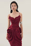 Close on Red Velvet Peg-top Midi Dress for women, from MUST HAVE, The Viet Concept