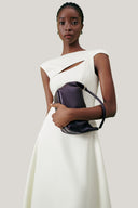 Close on White Hollyhock A-line Cut-Out Crepe Midi Dress for women, from LECIA, The Viet Concept