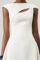 Close on White Hollyhock A-line Cut-Out Crepe Midi Dress for women, from LECIA, The Viet Concept1