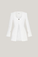 Close on White Pristine Sheath Scoop Neck Georgette Blazer for women, from LECIA, The Viet Concept3
