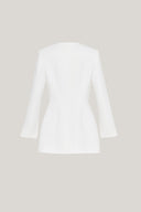 Close on White Pristine Sheath Scoop Neck Georgette Blazer for women, from LECIA, The Viet Concept4