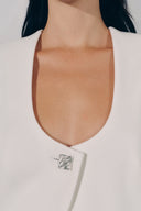 Close on White Pristine Sheath Scoop Neck Georgette Blazer for women, from LECIA, The Viet Concept 2
