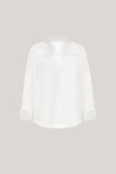 Close on White Pristy Straight Cuff Sleeved Organza Satin Shirt for women, from LECIA, The Viet Concept 1