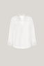 Close on White Pristy Straight Cuff Sleeved Organza Satin Shirt for women, from LECIA, The Viet Concept 1