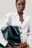 Close on White Shameplant Asymmetric Cuff Sleeved Linen Shirt for women, from LECIA, The Viet Concept 2