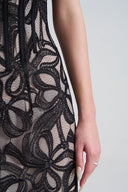 Close of Black Lace Mesh Floral Off Shoulder Midi Dress, from LASSY, The Viet Concept