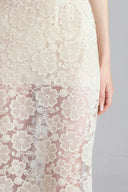 Close of Istanbul Lace Mesh Floral Midi Dress In Cream for women, from LASSY, The Viet Concept