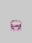Close of Pink Metallic Crossbody with Metal Lock Mini Giong Bag   for women, from LUU VIETANH, The Viet Concept