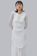 Close of White Multi-layer Hug Dress for women, from CAOSTU, The Viet Concept