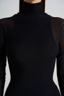Close up on materials of Black Bodycon Wriggle Dress, from CAOSTU, The Viet Concept
