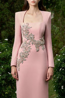 Pink Satin Column Evening Gown Halter Cape Luxury Dress for women, from IHF ATELIER, The Viet Concept 