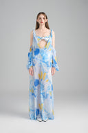 Front of Ha Long Bay Blue Ocean Maxi Dress for women, from XITA, The Viet Concept