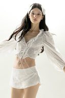 Chandra Broderie Corset White Top for women, from Huelley Huelley, The Viet Concept
