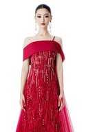 Flame of Love Off-Shoulder 3D Floral Couture Gown for women, from MR CRAZY & LADY SEXY, The Viet Concept 