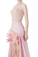 Pink Petal Crystal Corset Gown with 3D Floral Train for women, from MR CRAZY & LADY SEXY, The Viet Concept 