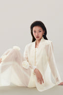 Detail of Cream Sheer Blazer for women, from MUST HAVE, The Viet Concept 
