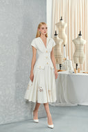 DO LONG • Orchid White Sleeveless Flared Midi Shirt Dress