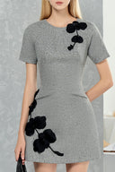 DO LONG • Gray A-Line Floral Embrace Midi Dress