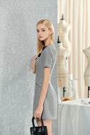 DO LONG • Gray A-Line Floral Embrace Midi Dress