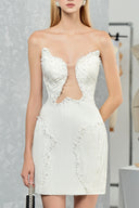 DO LONG • White Embellished Cut-Out A-Line Mini Dress