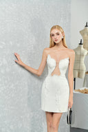 DO LONG • White Embellished Cut-Out A-Line Mini Dress